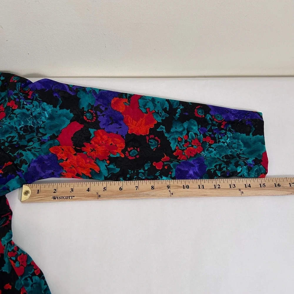 Vintage 80s Abstract Floral Blazer, Jewel‎ Tone Statement Jacket